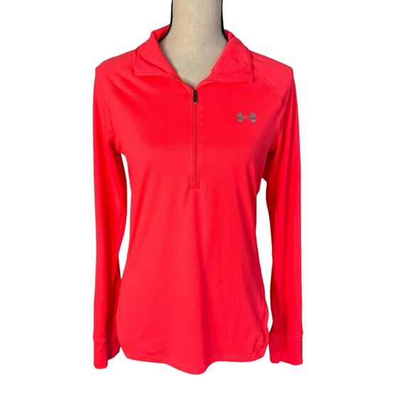 Under Armour Medium Semi-Fitted Pullover Top 1/4 Zip All Season Gear Pink Women - Picture 1 of 9